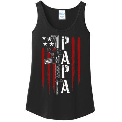 4th of July Papa Dad Daddy AR15 Gun Patriotic Fathers Day Ladies Essential Tank