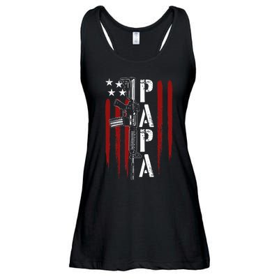 4th of July Papa Dad Daddy AR15 Gun Patriotic Fathers Day Ladies Essential Flowy Tank