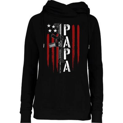 4th of July Papa Dad Daddy AR15 Gun Patriotic Fathers Day Womens Funnel Neck Pullover Hood