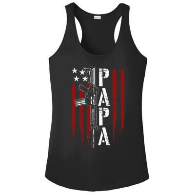 4th of July Papa Dad Daddy AR15 Gun Patriotic Fathers Day Ladies PosiCharge Competitor Racerback Tank