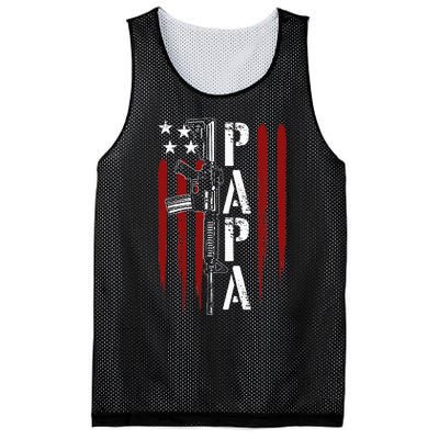 4th of July Papa Dad Daddy AR15 Gun Patriotic Fathers Day Mesh Reversible Basketball Jersey Tank