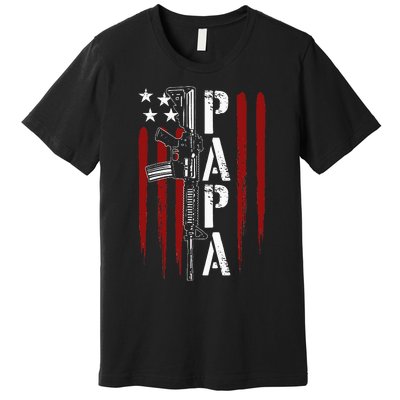 4th of July Papa Dad Daddy AR15 Gun Patriotic Fathers Day Premium T-Shirt