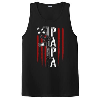 4th of July Papa Dad Daddy AR15 Gun Patriotic Fathers Day PosiCharge Competitor Tank