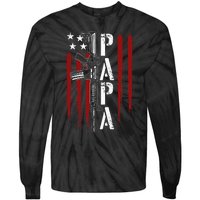 4th of July Papa Dad Daddy AR15 Gun Patriotic Fathers Day Tie-Dye Long Sleeve Shirt