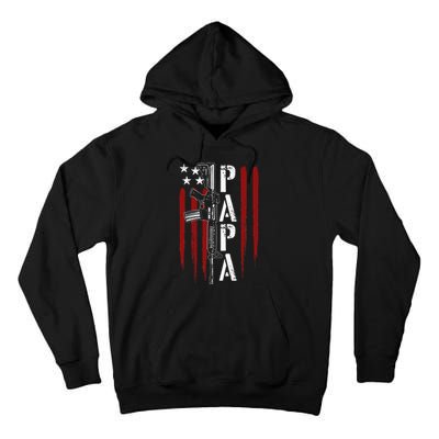 4th of July Papa Dad Daddy AR15 Gun Patriotic Fathers Day Tall Hoodie