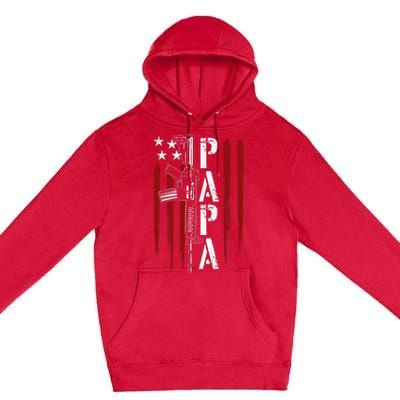 4th of July Papa Dad Daddy AR15 Gun Patriotic Fathers Day Premium Pullover Hoodie