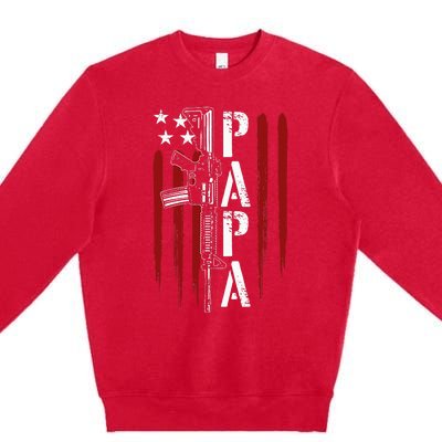 4th of July Papa Dad Daddy AR15 Gun Patriotic Fathers Day Premium Crewneck Sweatshirt