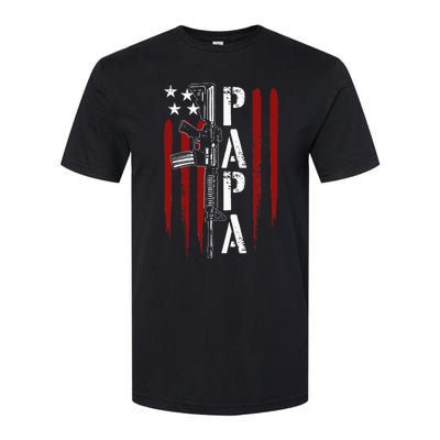 4th of July Papa Dad Daddy AR15 Gun Patriotic Fathers Day Softstyle CVC T-Shirt