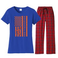 4th Of July Fathers Day Patriotic American Basketball Dad Gift Women's Flannel Pajama Set