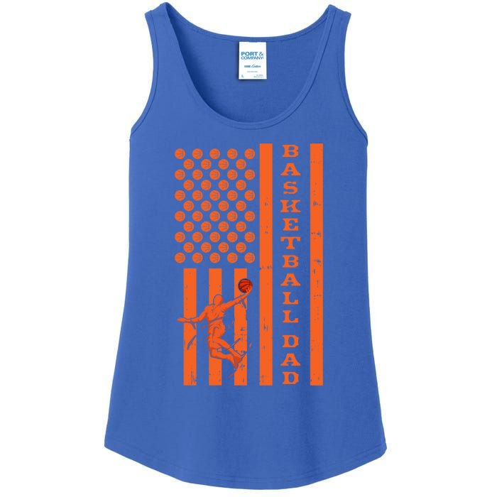 4th Of July Fathers Day Patriotic American Basketball Dad Gift Ladies Essential Tank