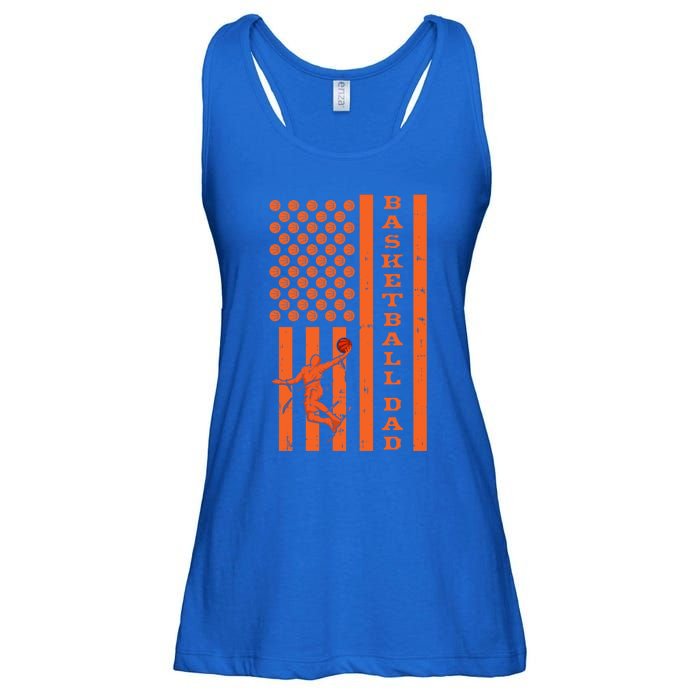 4th Of July Fathers Day Patriotic American Basketball Dad Gift Ladies Essential Flowy Tank