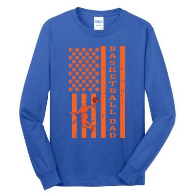 4th Of July Fathers Day Patriotic American Basketball Dad Gift Tall Long Sleeve T-Shirt