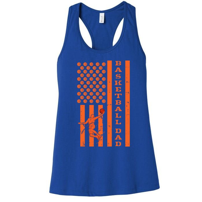 4th Of July Fathers Day Patriotic American Basketball Dad Gift Women's Racerback Tank