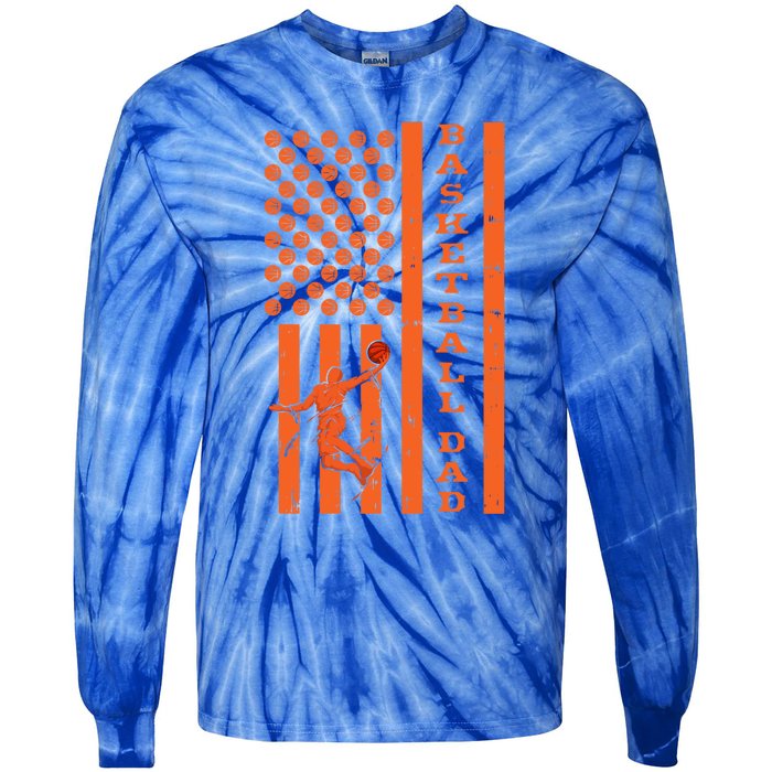 4th Of July Fathers Day Patriotic American Basketball Dad Gift Tie-Dye Long Sleeve Shirt