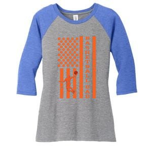 4th Of July Fathers Day Patriotic American Basketball Dad Gift Women's Tri-Blend 3/4-Sleeve Raglan Shirt