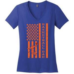 4th Of July Fathers Day Patriotic American Basketball Dad Gift Women's V-Neck T-Shirt