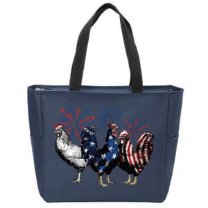 4th Of July Chicken Fourth Of July Patriotic Mom Zip Tote Bag