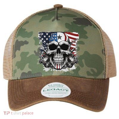 4th Of July For Women Rocker American Flag Skull Legacy Tie Dye Trucker Hat