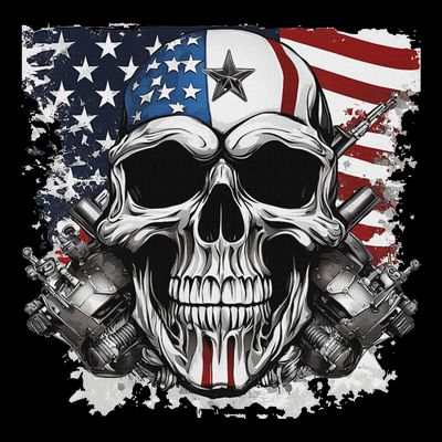 4th Of July For Women Rocker American Flag Skull T-Shirt