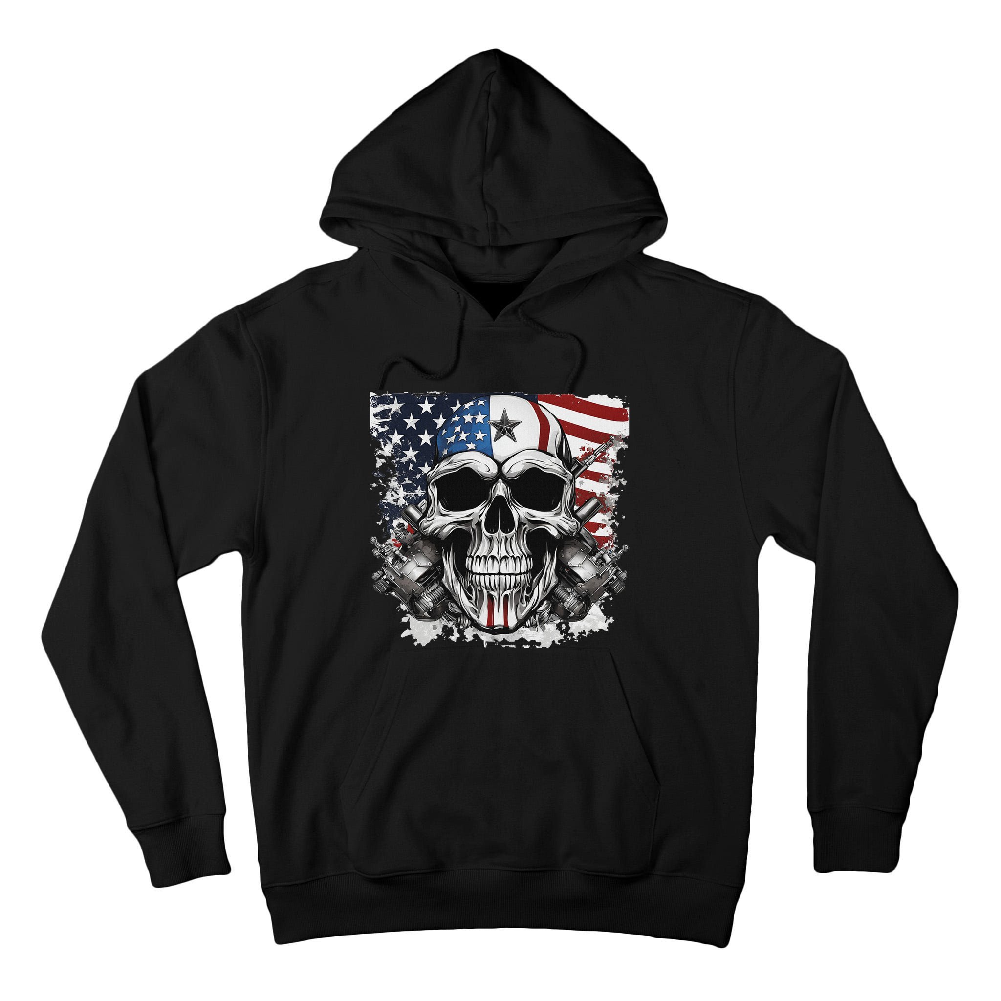 4th Of July For Women Rocker American Flag Skull Tall Hoodie