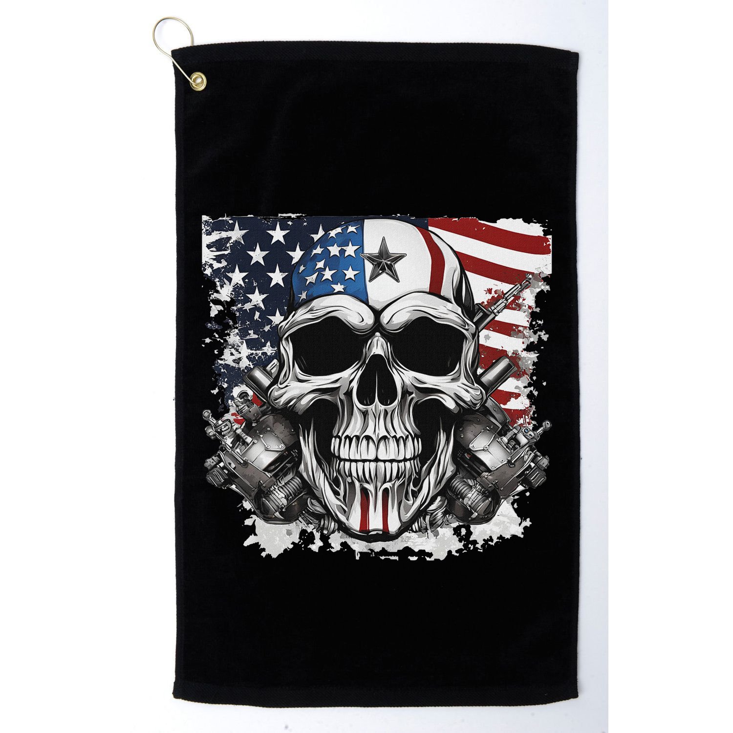 4th Of July For Women Rocker American Flag Skull Golf Towel