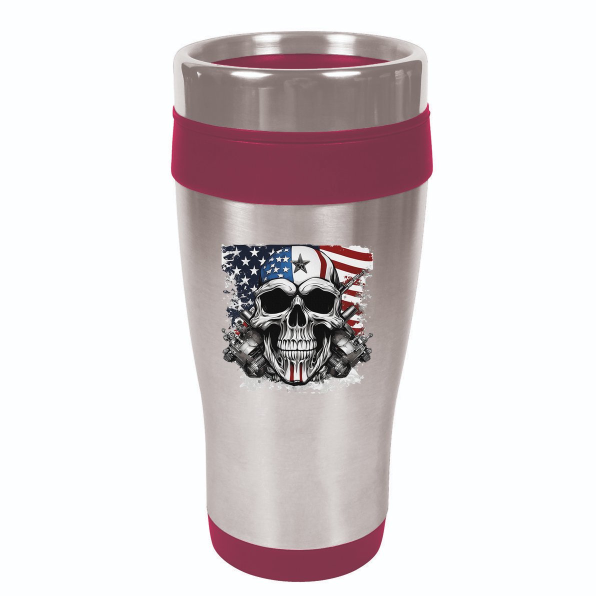 4th Of July For Women Rocker American Flag Skull 16oz Travel Tumbler
