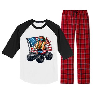 4th Of July Hot Dog Sunglasses Patriotic Monster Truck Boy Raglan Sleeve Pajama Set