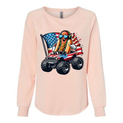 4th Of July Hot Dog Sunglasses Patriotic Monster Truck Boy Womens California Wash Sweatshirt