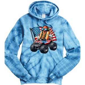 4th Of July Hot Dog Sunglasses Patriotic Monster Truck Boy Tie Dye Hoodie