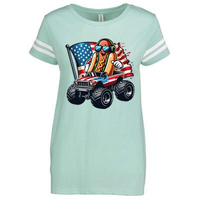 4th Of July Hot Dog Sunglasses Patriotic Monster Truck Boy Enza Ladies Jersey Football T-Shirt