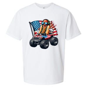 4th Of July Hot Dog Sunglasses Patriotic Monster Truck Boy Sueded Cloud Jersey T-Shirt