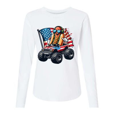 4th Of July Hot Dog Sunglasses Patriotic Monster Truck Boy Womens Cotton Relaxed Long Sleeve T-Shirt