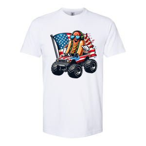 4th Of July Hot Dog Sunglasses Patriotic Monster Truck Boy Softstyle CVC T-Shirt