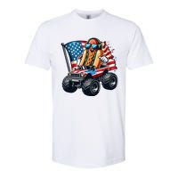 4th Of July Hot Dog Sunglasses Patriotic Monster Truck Boy Softstyle CVC T-Shirt