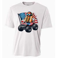 4th Of July Hot Dog Sunglasses Patriotic Monster Truck Boy Cooling Performance Crew T-Shirt