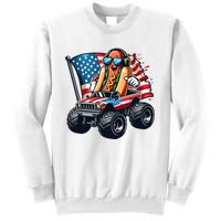 4th Of July Hot Dog Sunglasses Patriotic Monster Truck Boy Sweatshirt