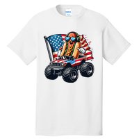 4th Of July Hot Dog Sunglasses Patriotic Monster Truck Boy Tall T-Shirt