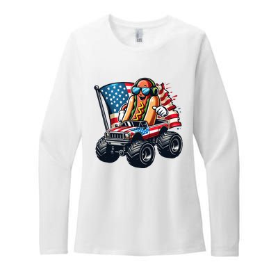 4th Of July Hot Dog Sunglasses Patriotic Monster Truck Boy Womens CVC Long Sleeve Shirt