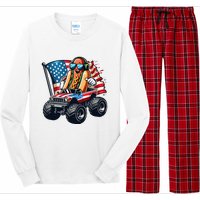 4th Of July Hot Dog Sunglasses Patriotic Monster Truck Boy Long Sleeve Pajama Set