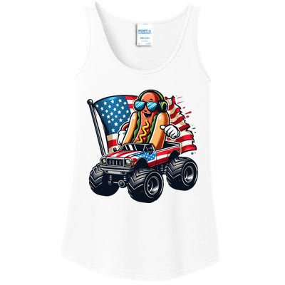 4th Of July Hot Dog Sunglasses Patriotic Monster Truck Boy Ladies Essential Tank