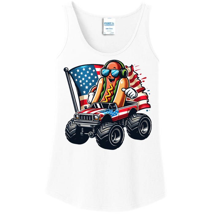 4th Of July Hot Dog Sunglasses Patriotic Monster Truck Boy Ladies Essential Tank