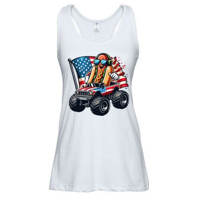 4th Of July Hot Dog Sunglasses Patriotic Monster Truck Boy Ladies Essential Flowy Tank