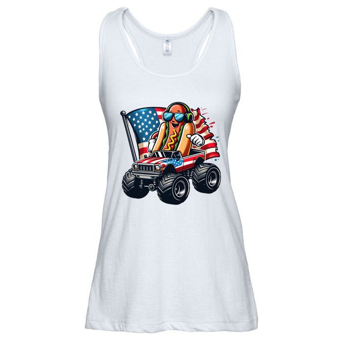 4th Of July Hot Dog Sunglasses Patriotic Monster Truck Boy Ladies Essential Flowy Tank