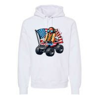 4th Of July Hot Dog Sunglasses Patriotic Monster Truck Boy Premium Hoodie