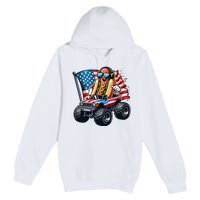 4th Of July Hot Dog Sunglasses Patriotic Monster Truck Boy Premium Pullover Hoodie