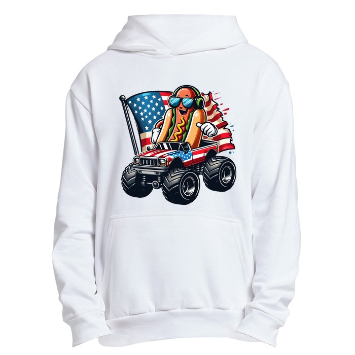 4th Of July Hot Dog Sunglasses Patriotic Monster Truck Boy Urban Pullover Hoodie