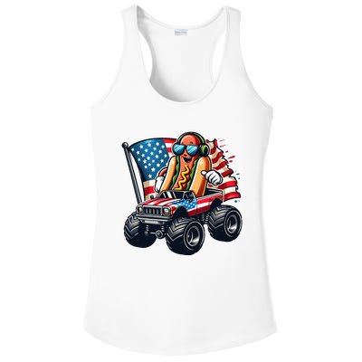 4th Of July Hot Dog Sunglasses Patriotic Monster Truck Boy Ladies PosiCharge Competitor Racerback Tank