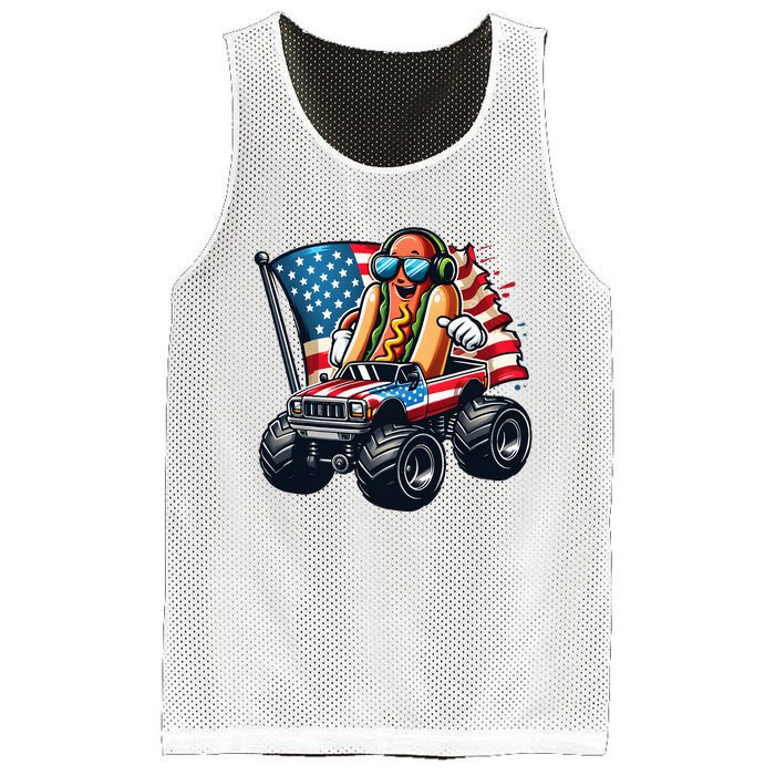 4th Of July Hot Dog Sunglasses Patriotic Monster Truck Boy Mesh Reversible Basketball Jersey Tank