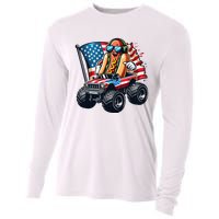 4th Of July Hot Dog Sunglasses Patriotic Monster Truck Boy Cooling Performance Long Sleeve Crew