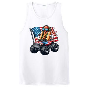 4th Of July Hot Dog Sunglasses Patriotic Monster Truck Boy PosiCharge Competitor Tank